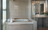 Upper-level suites on the Silver Origin have ocean views from bathtubs and shower, a first for Silversea, chief marketing officer Barabara Muckermann said.