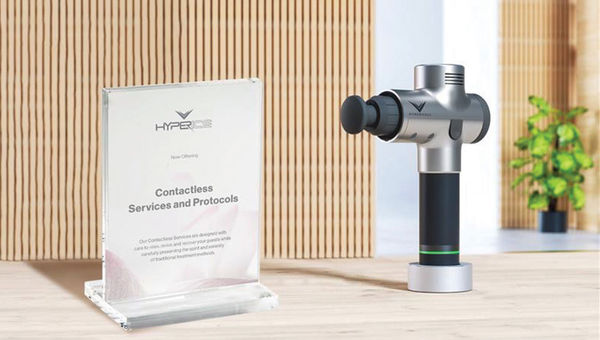 Hyperice’s Hypervolt percussive massage device will be incorporated into Four Seasons’ menu of touchless treatments. Hyperice’s Hypervolt percussive massage device will be incorporated into Four Seasons’ menu of touchless treatments.