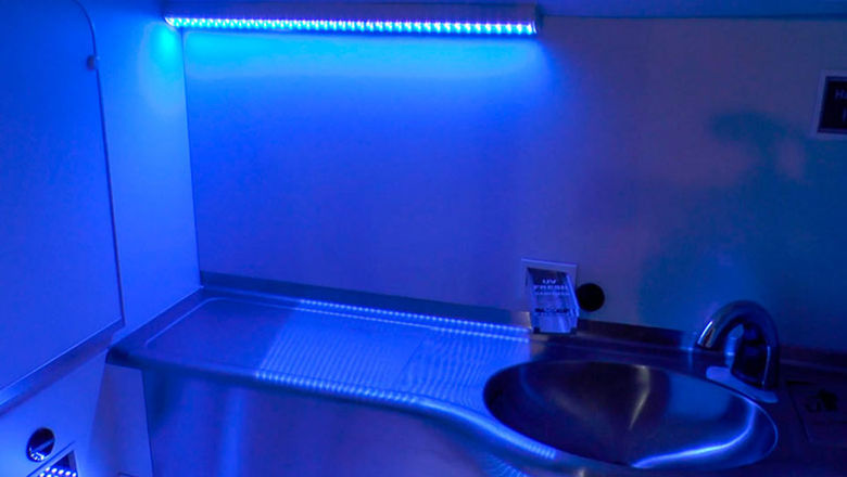 Boeing continues to work on a self-cleaning lavatory that makes use of UV light.