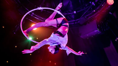 A hoop artist performs in “Absinthe” at Caesars Palace. Spiegelworld, which produces the show, has new productions planned for Las Vegas and two other cities.