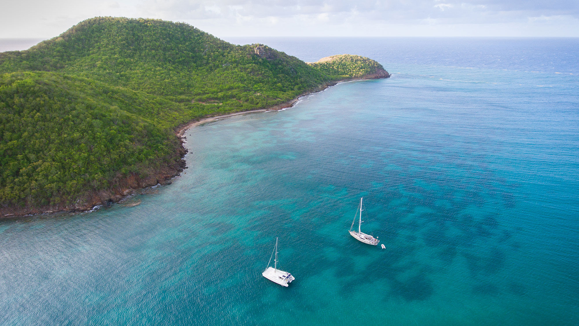An aerial view of Antigua, which opened earlier this month to visitors.