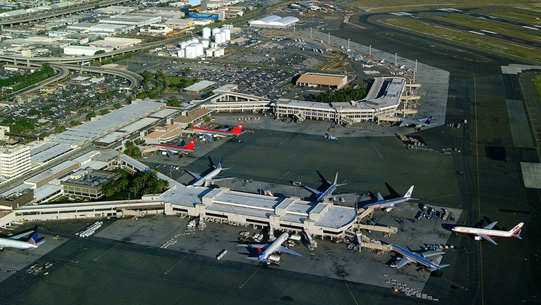 The Hawaii legislature approved $90 million in funding to improve health and safety systems at state airports to help contain the spread of coronavirus. Pictured, Daniel K. Inouye Airport in Honolulu.