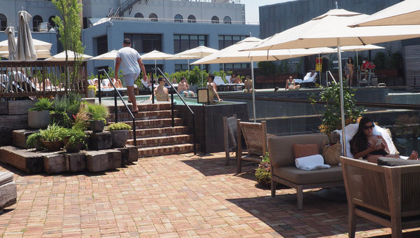 The rooftop pool at the 1 Hotel Brooklyn Bridge. The rooftop pool at the 1 Hotel Brooklyn Bridge.