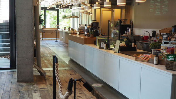 Neighbors, the hotel's lobby-level cafe, has removed its indoor seating and offers only grab-and-go items. Neighbors, the hotel's lobby-level cafe, has removed its indoor seating and offers only grab-and-go items.