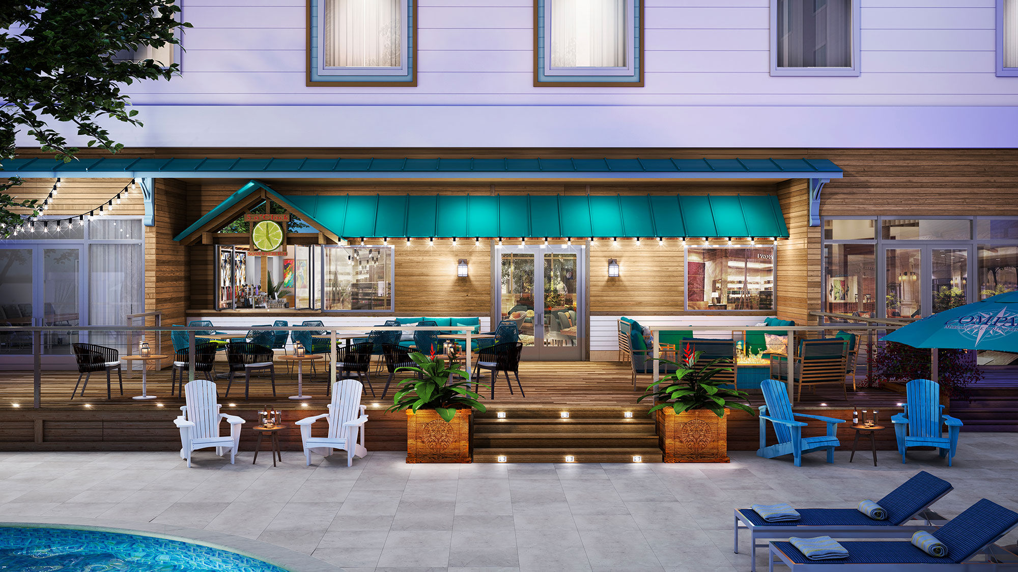 The pool deck at the Compass Hotel Anna Maria Sound in Bradenton, Fla., which opens July 15.
