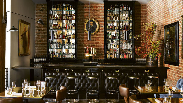 The dining room bar at the Battery, a private social club and hotel in San Francisco.