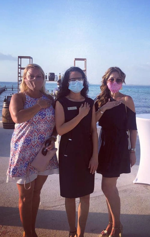 Michelle Payette of Playa Hotels and Resorts; Liliana Puga, sales manager for Hyatt Ziva, Cancun; and Andrea Wright, vice president, travel industry sales, prepare to welcome travel advisors at the Hyatt Ziva Cancun to highlight the company’s safety protocols. Michelle Payette of Playa Hotels and Resorts; Liliana Puga, sales manager for Hyatt Ziva, Cancun; and Andrea Wright, vice president, travel industry sales, prepare to welcome travel advisors at the Hyatt Ziva Cancun to highlight the company’s safety protocols.