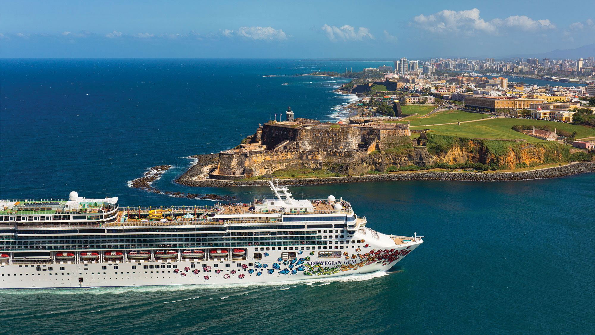 The Norwegian Gem in San Juan. Norwegian Cruise Line Holdings had suspended its schedule until November.