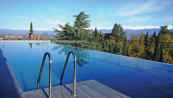 The pool at the Radisson Collection Hotel, Tsinandali Estate Georgia, a good base from which to explore the winemaking region of Kakheti. The pool at the Radisson Collection Hotel, Tsinandali Estate Georgia, a good base from which to explore the winemaking region of Kakheti.