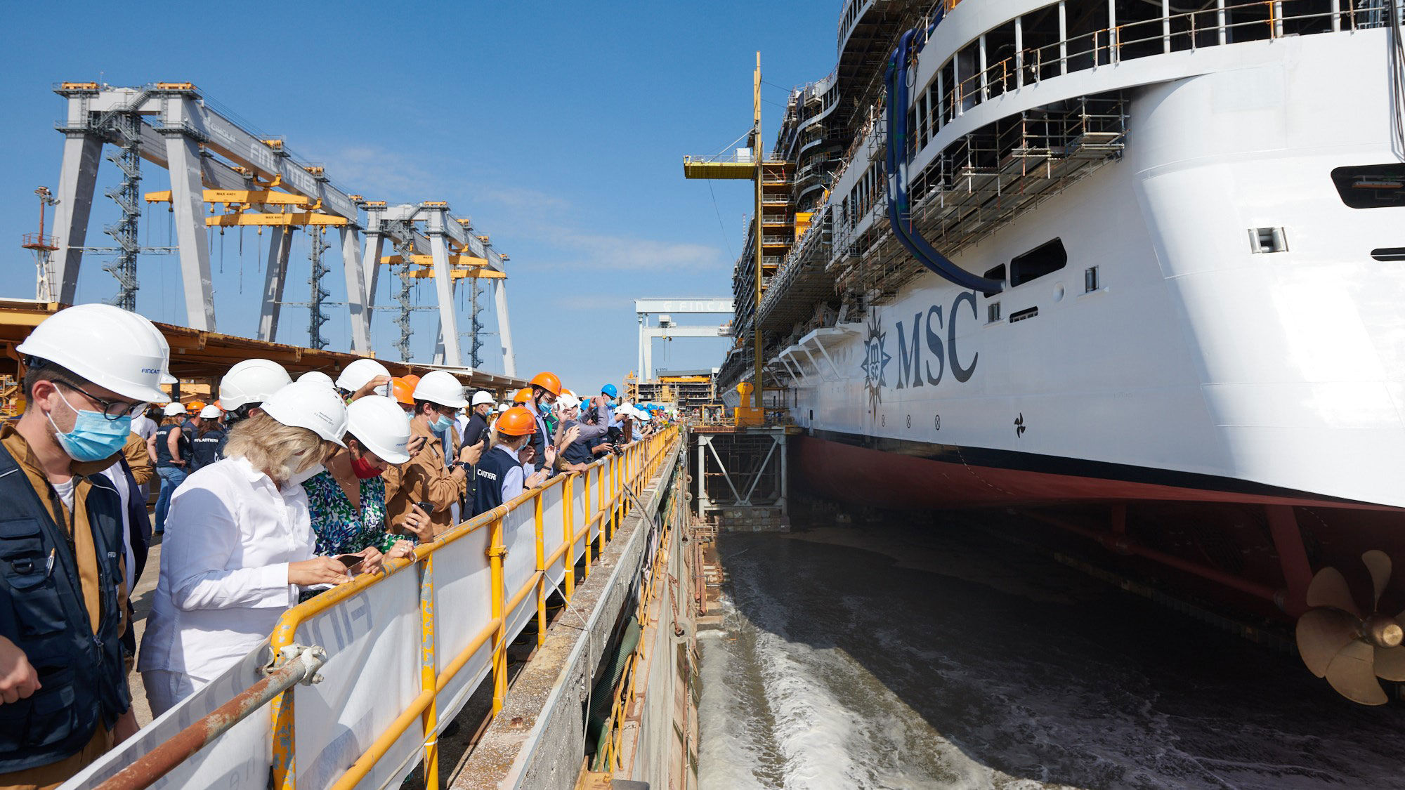 The MSC Seashore was floated out at the Fincantieri yard this week. It is the third in the line's Seaside class.