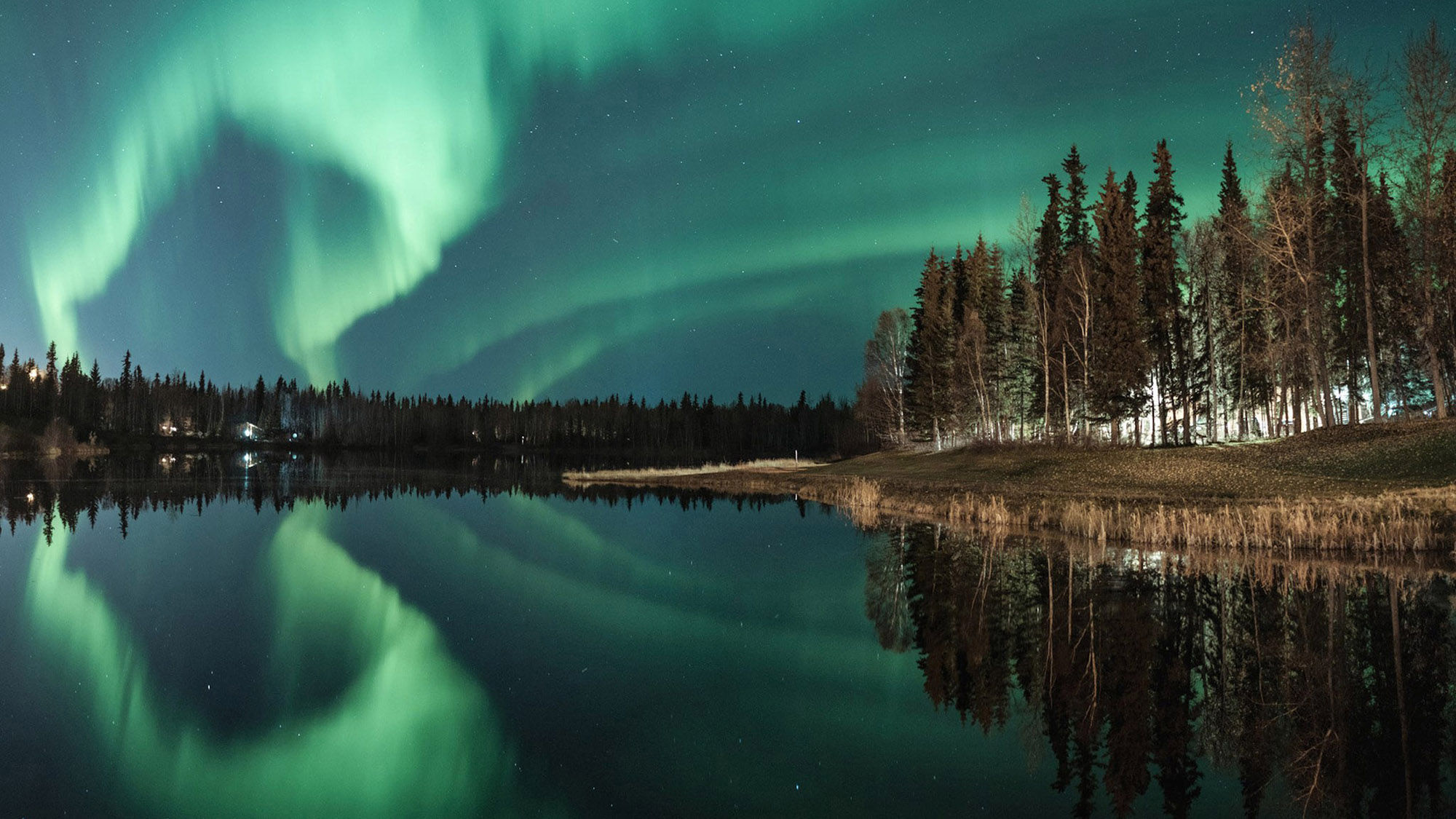 Northern lights over Chena Lake.