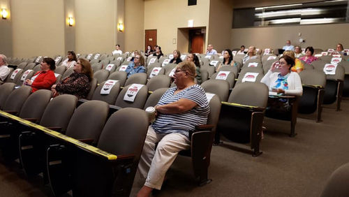 Empty seats ensure social distancing at one of MAST's nine regional meetings.