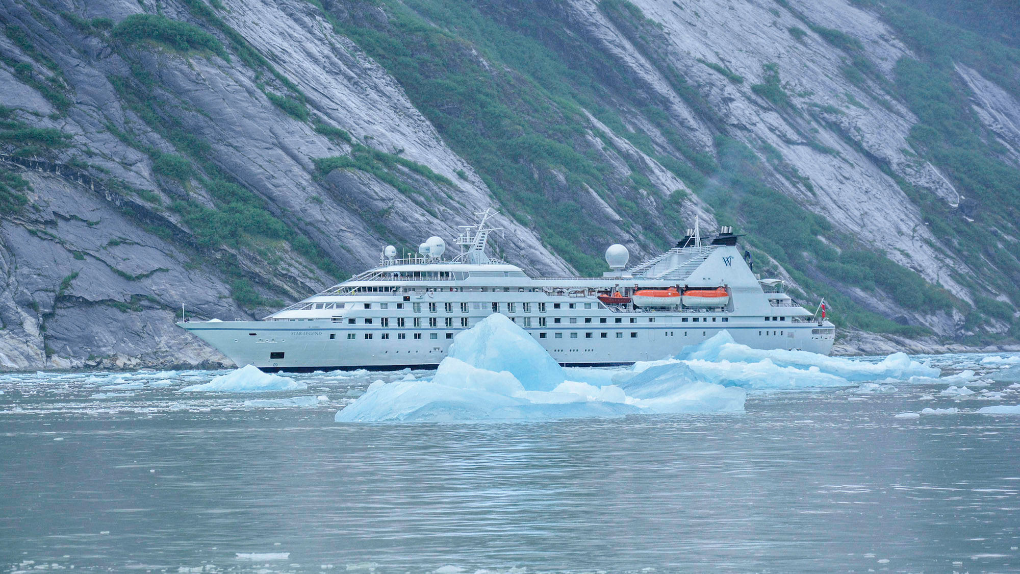 Windstar Cruises' Star Legend near Tracy Arm Fjord.