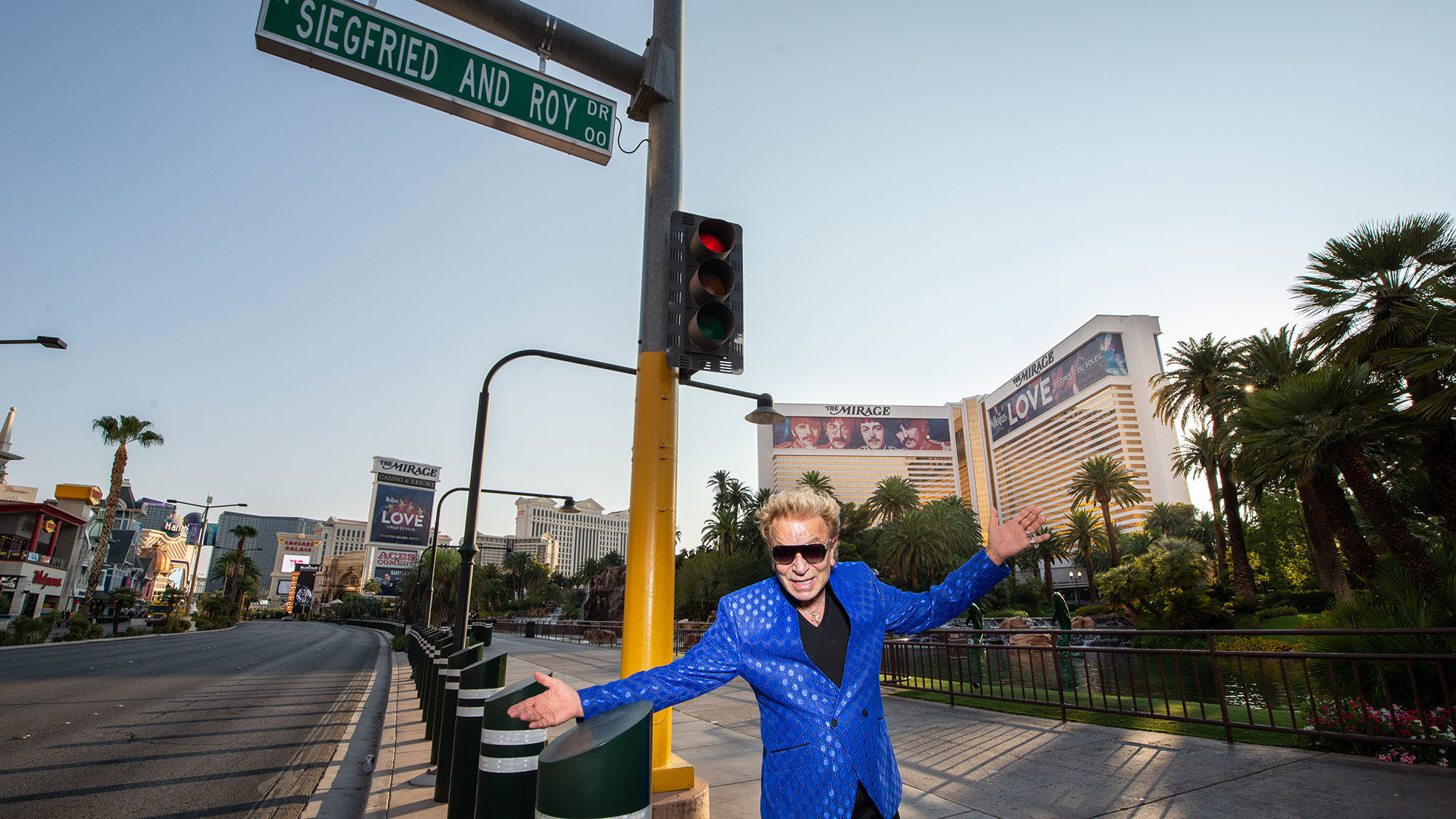 Siegfried Fischbacher marks the unveiling of Siegfried & Roy Drive just off the Las Vegas Strip.