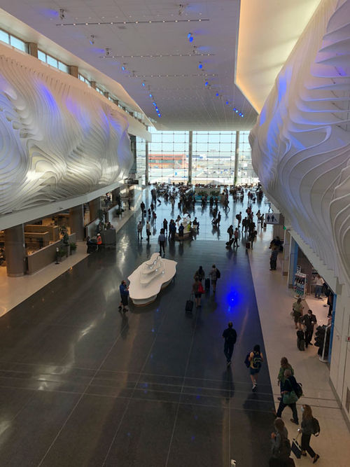 "The Canyon," an art installation by Gordon Huether that's 400 feet long and 22 feet high, is a highlight of the new terminal at Salt Lake City Airport. "The Canyon," an art installation by Gordon Huether that's 400 feet long and 22 feet high, is a highlight of the new terminal at Salt Lake City Airport.