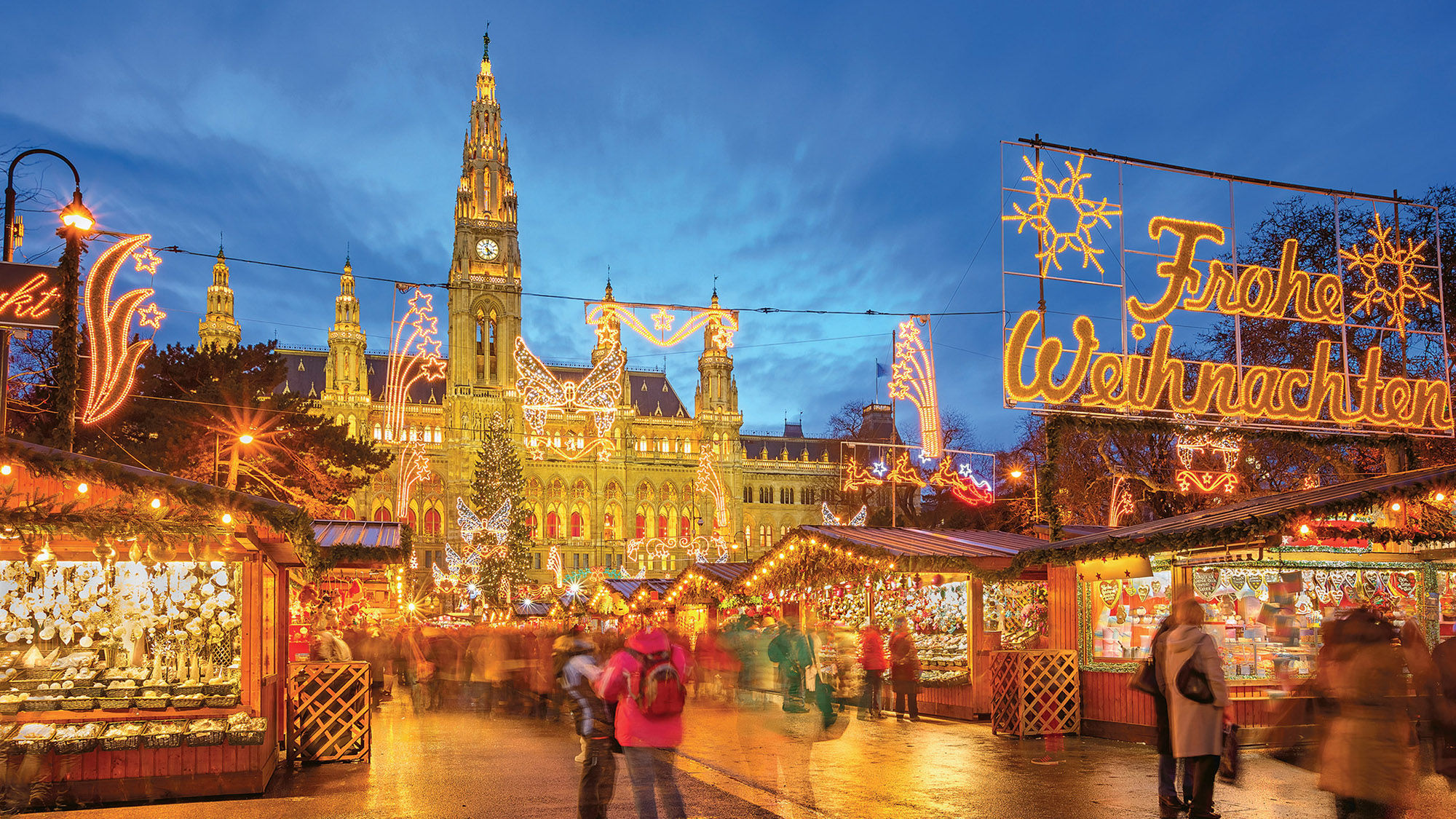 The Christmas market in front of city hall in Vienna.