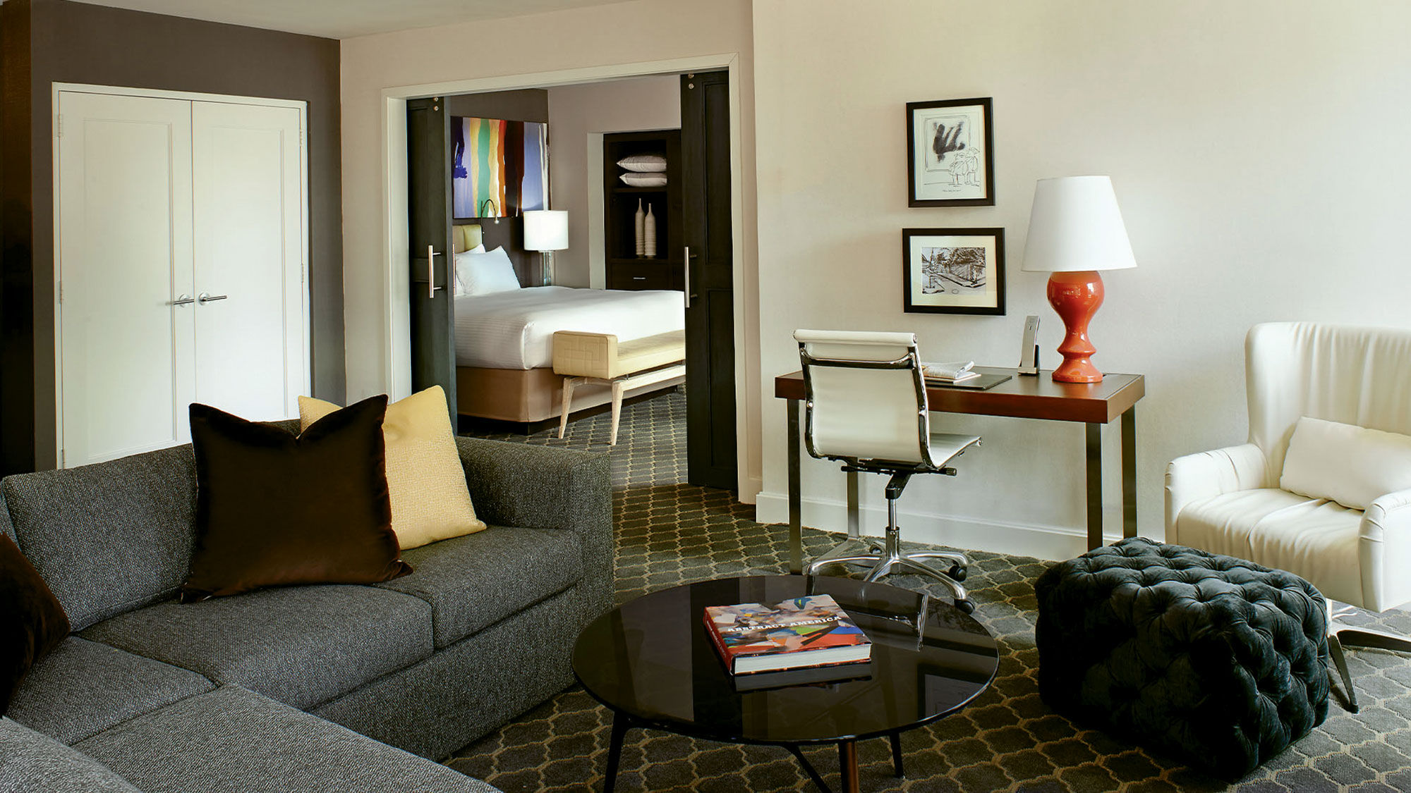 A guestroom at Affinia Hotel Collection’s Fifty Hotel.