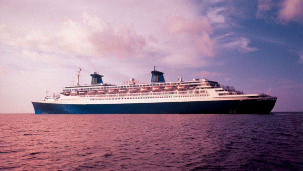 The Norway, the former liner France, which was adapted for Caribbean cruising by Norwegian Cruise Line under Knut Kloster.