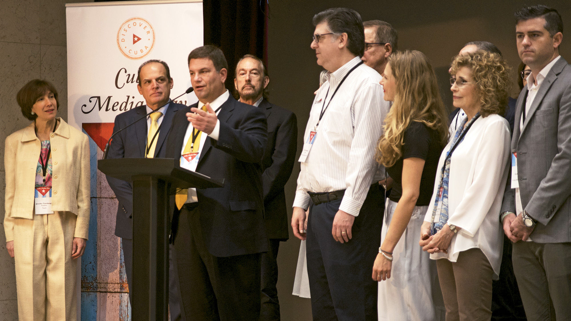During Cuba Media Day at the Melia Cohiba in Havana, organizer and InsightCuba president Tom Popper spoke to attendees about sending the message that Cuba is open to American travelers, surrounded by a number of representatives of the U.S. travel industry.