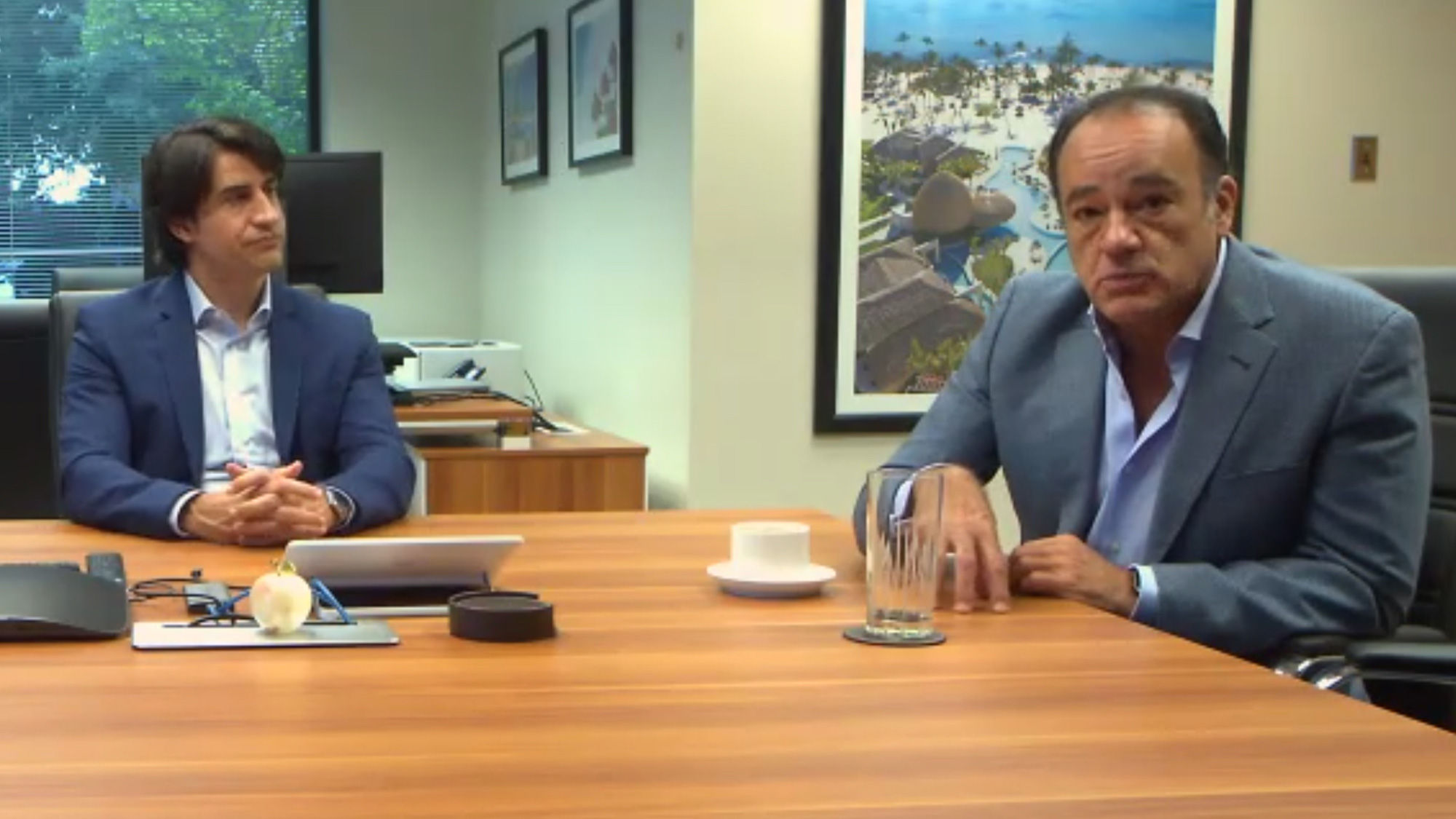 Apple Leisure Group chairman Alex Zozaya, right, and CEO Alejandro Reynal discuss travel in the age of Covid-19 during a virtual press conference on Sept. 29.