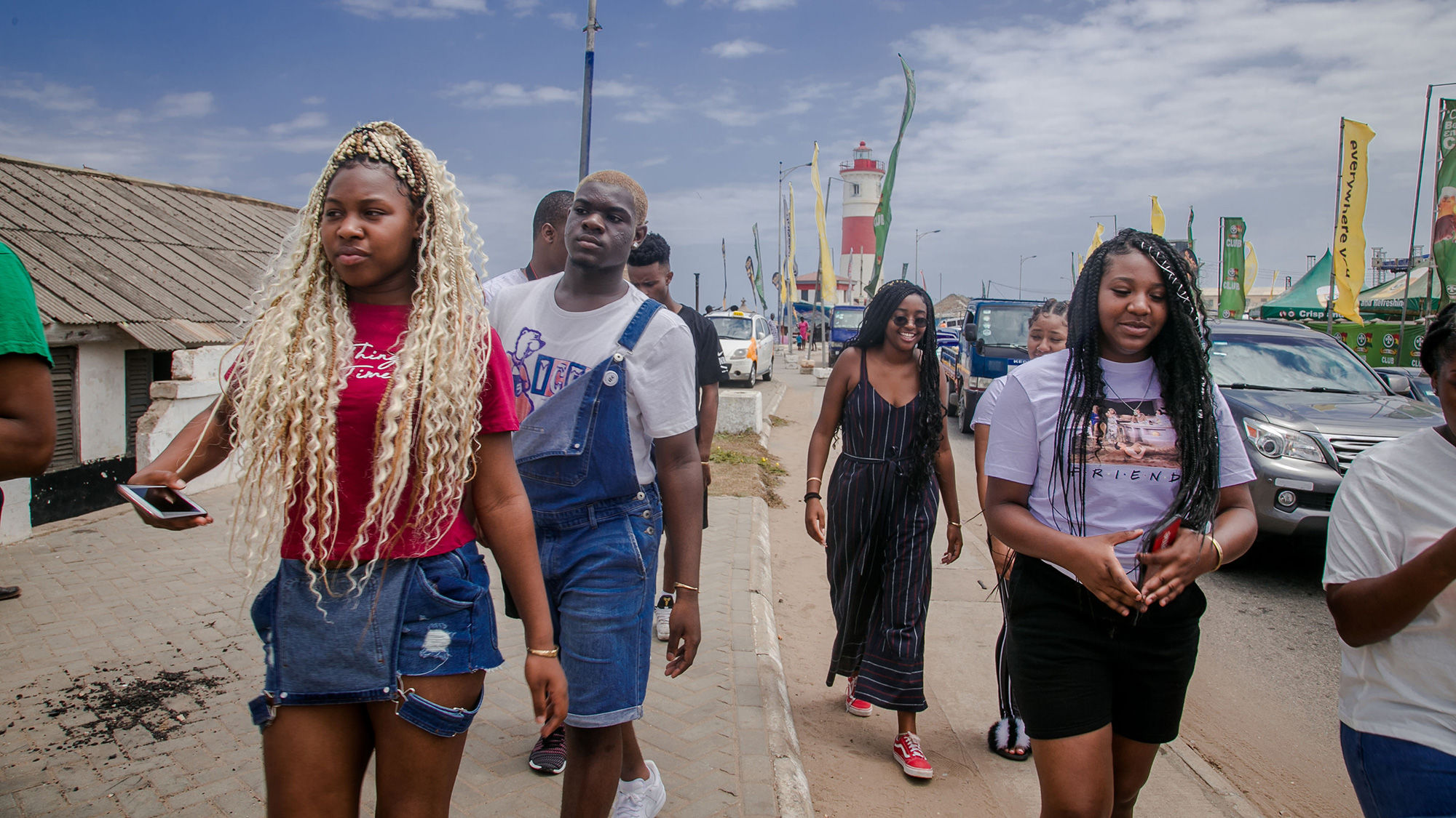 Students from Brooklyn, Harlem and Queens in Jamestown, the oldest district in Accra, Ghana.