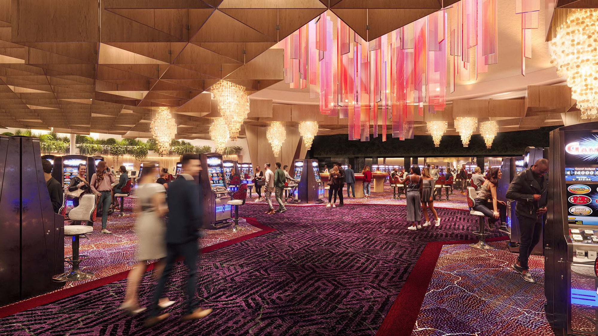 A rendering of the casino at the Virgin Hotels Las Vegas, which will open at the end of March