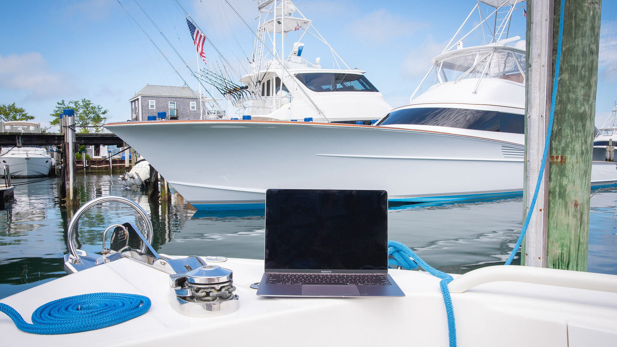 Guests working remotely at the White Elephant Nantucket can set up their laptop anywhere on property.