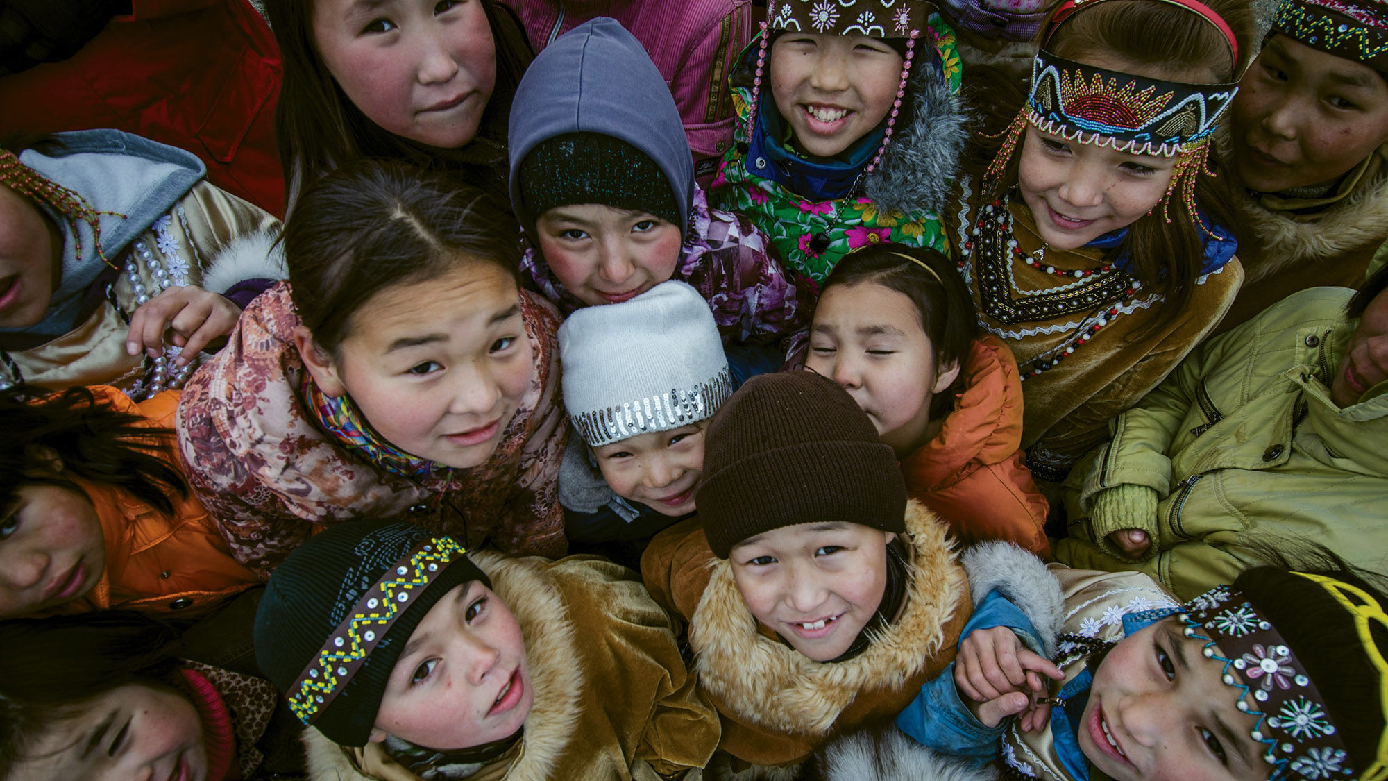 Children in Lorino, a remote whaling village in Chukotka that will be visited on Abercrombie & Kent’s Northeast Passage cruise.
