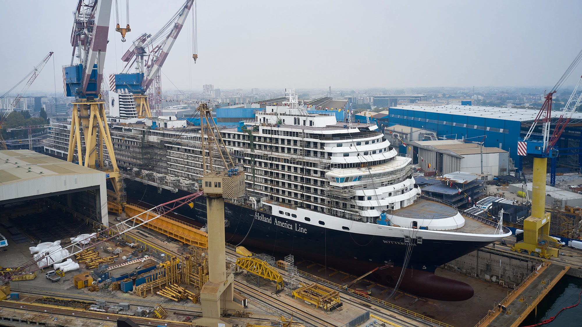 Holland America Line's Rotterdam, under construction at Fincantieri’s Marghera shipyard in Italy, on Oct 1.