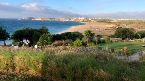 The view of Martinhal Beach from the author's room.