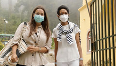 Sheree M. Mitchell, right, with Immersa Global tour guides Cristina Paiva during a post-lockdown site visit in Sintra in early July.