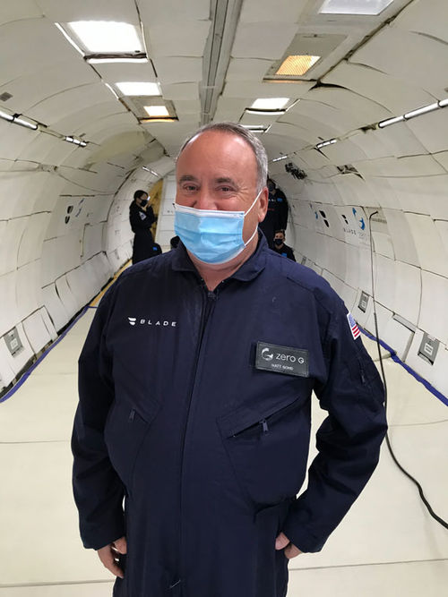 Matt Gohd, CEO of Zero G, which takes guests on parabolic flights to simulate zero gravity. Matt Gohd, CEO of Zero G, which takes guests on parabolic flights to simulate zero gravity.