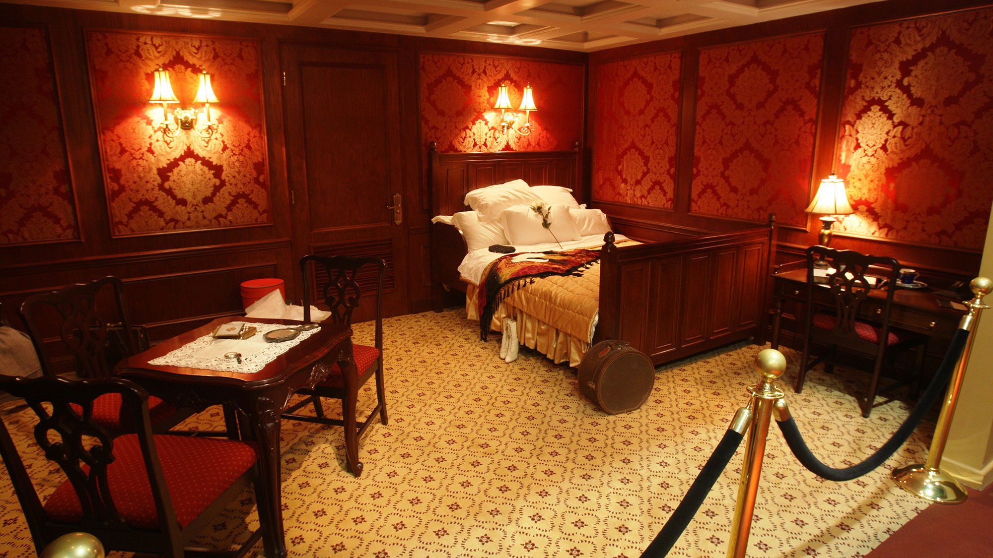 A replica of a first-class cabin on the Titanic is displayed at the Luxor.