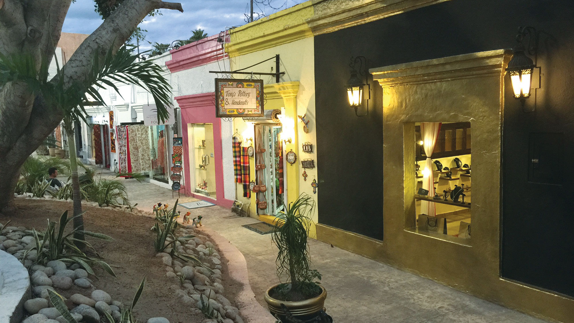 A shop-lined street in San Jose Del Cabo. Flights to the destination were up 26% through the first four weeks of September compared with 2019.