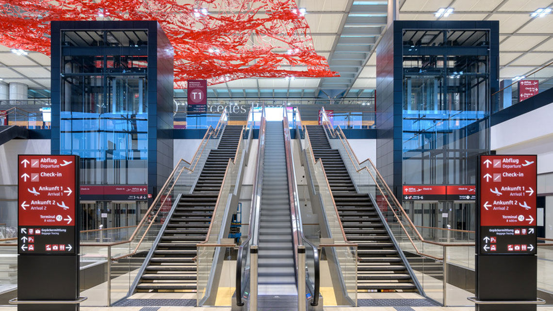Entering Terminal 1 at Berlin Brandenburg Airport.