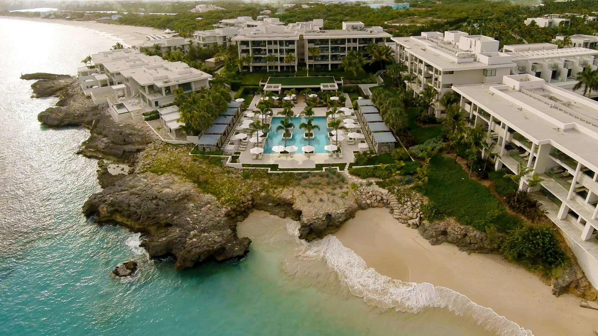 The Four Seasons resort on Anguilla. The property is targeting a mid-November reopening.