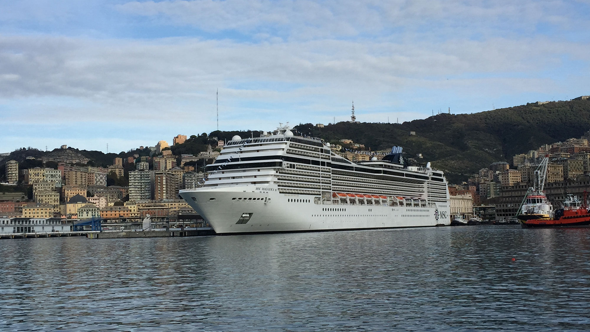 The MSC Magnifica in Genoa, Italy, from where it will be departing on a Christmas cruise.