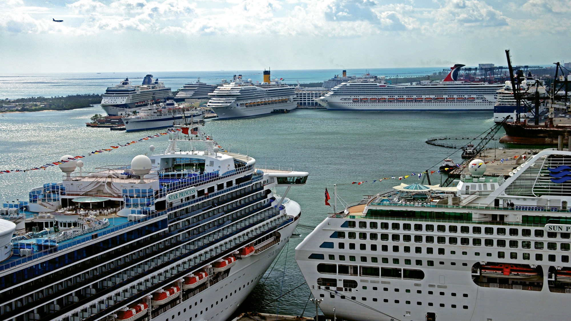 CLIA members comprise 95% of global oceangoing cruise capacity. Above, ships at Port Everglades, Florida.