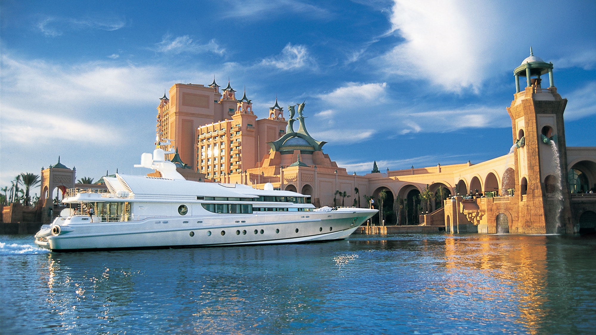 The entrance to the Marina Village at Atlantis Paradise Island.