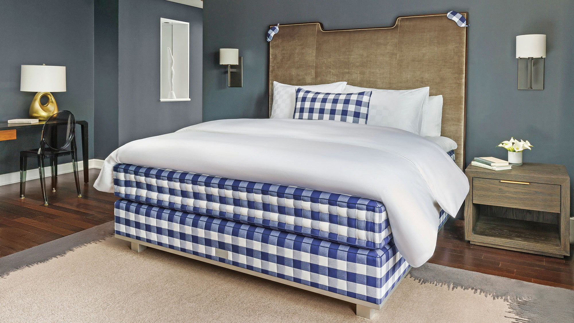 A $200,000 Vividus king bed is the centerpiece of the Hastens Ultimate Sleep Suite at the Lotte New York Palace.
