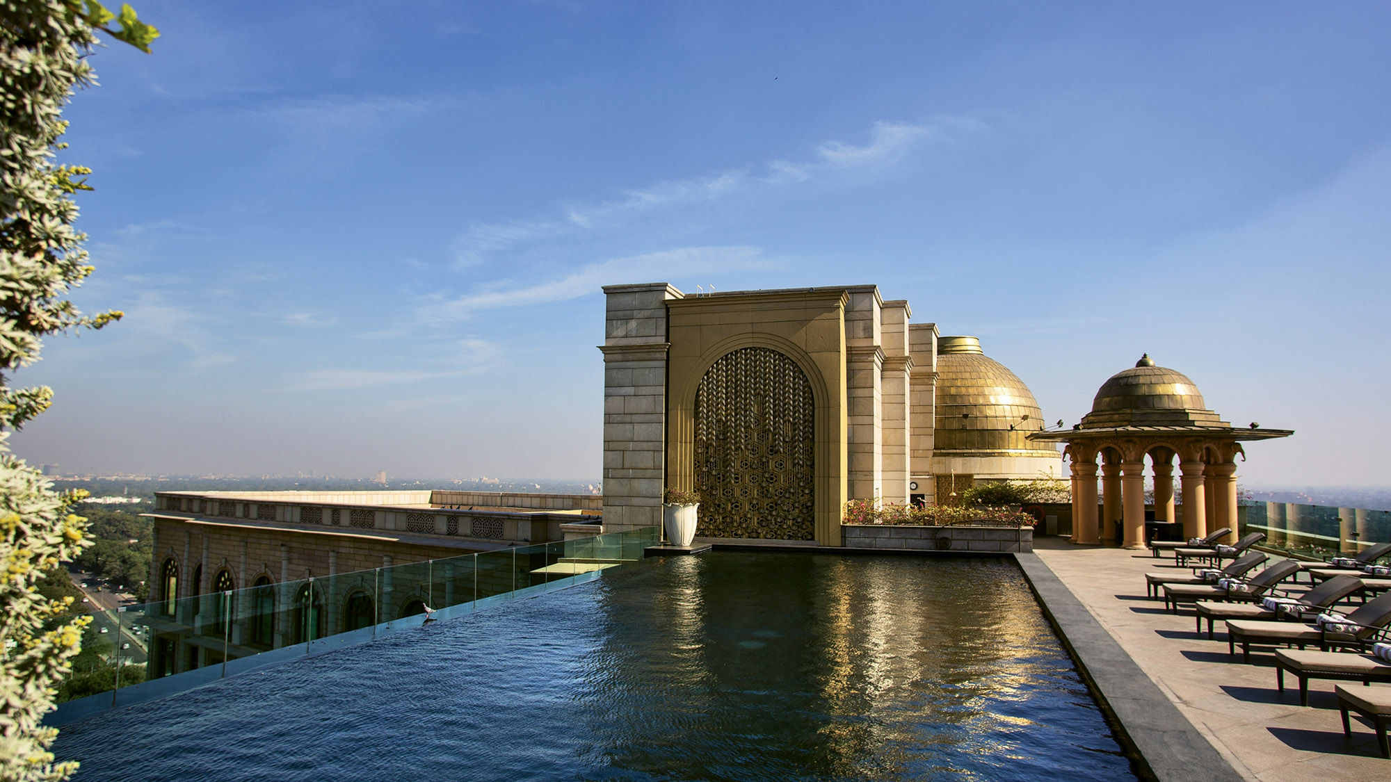 The Leela Palace New Delhi features the city’s only rooftop pool.