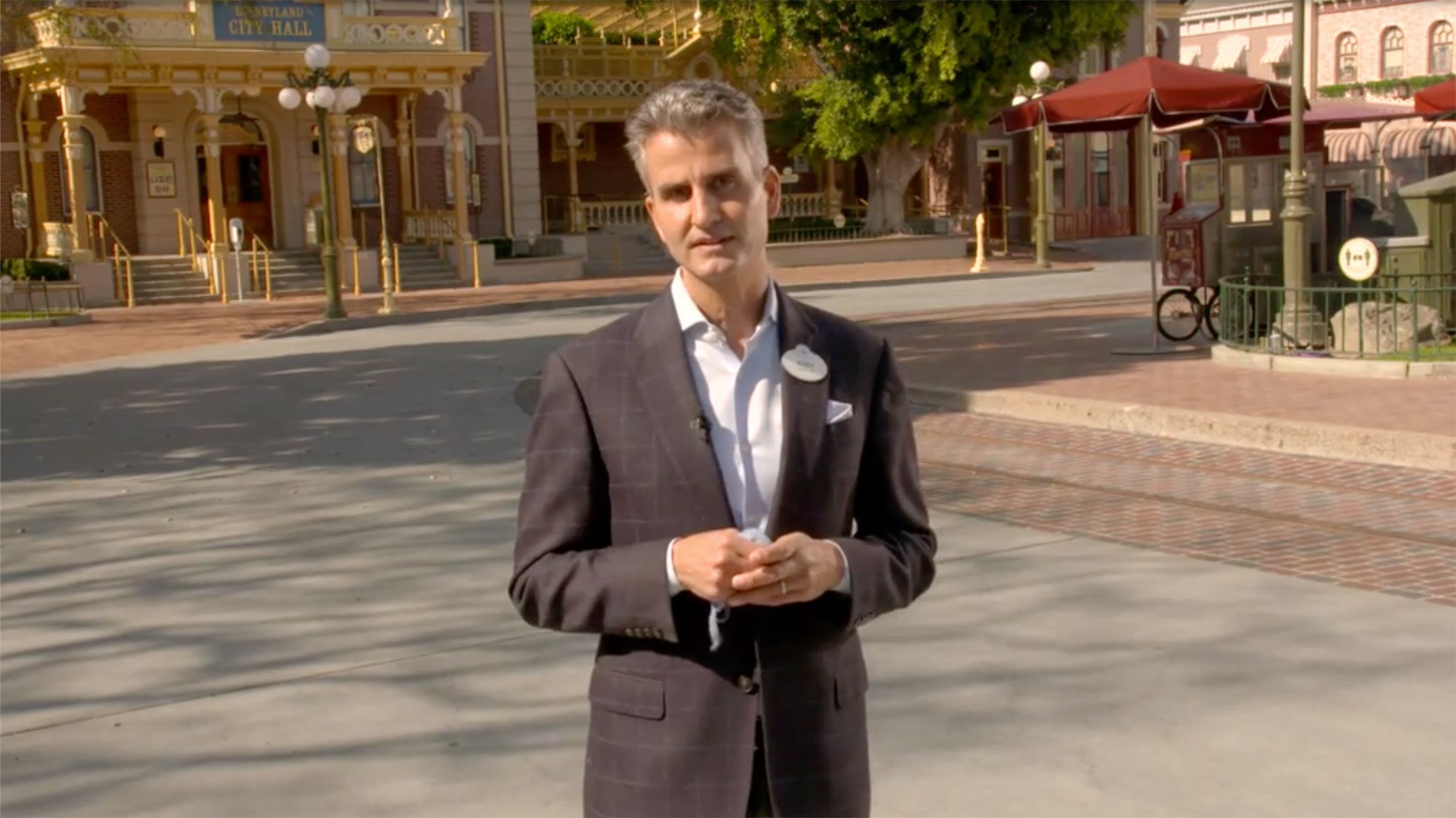 A screenshot of Josh D'Amaro, chairman of Disney Parks, Experiences and Products, who spoke during the International Association of Amusement Parks and Attractions virtual expo.