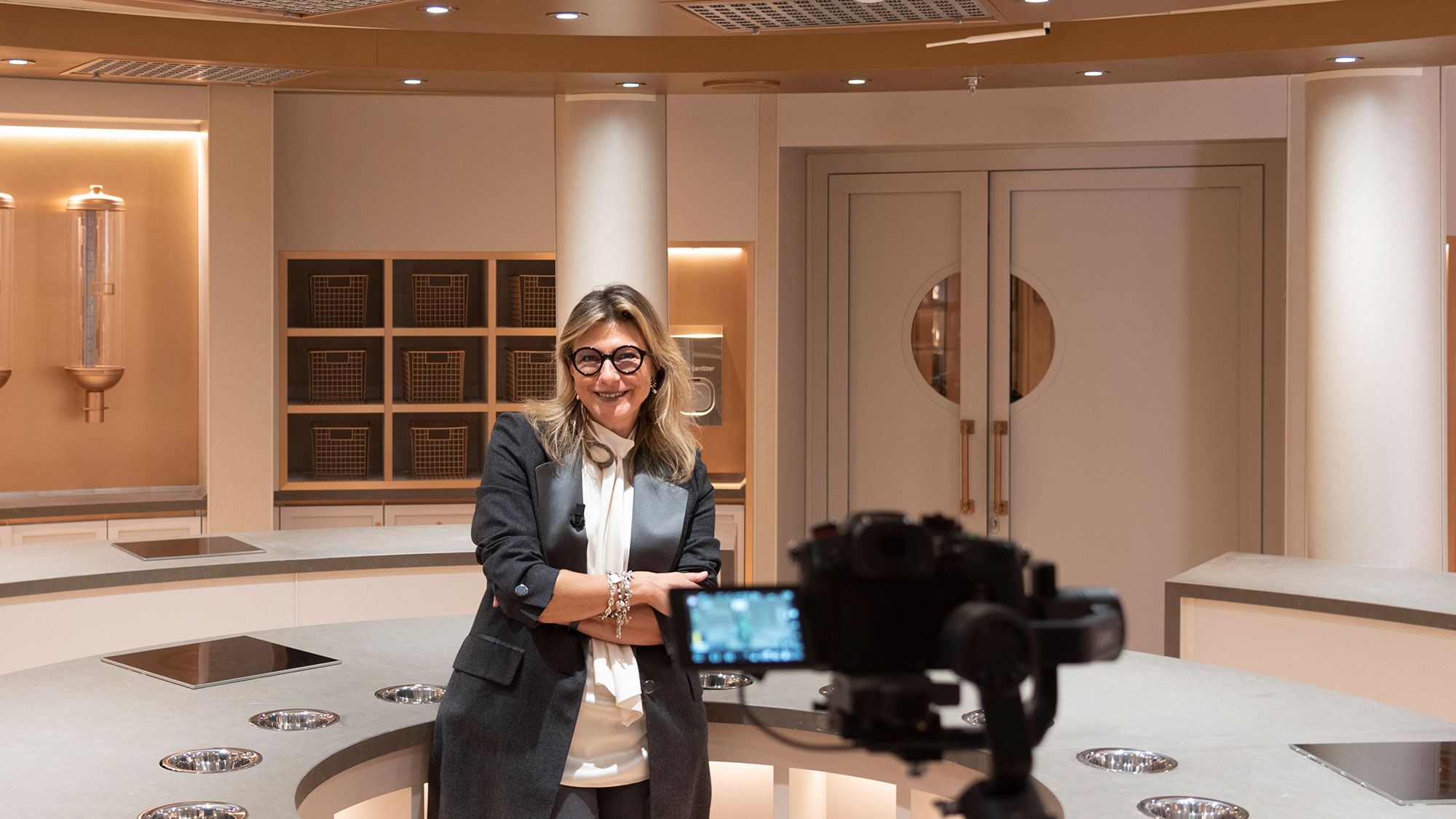 Silversea’s chief marketing officer Barbara Muckermann gives a tour of the SALT Lab on the Silver Moon, a test kitchen where guests will get "their hands dirty," she said.