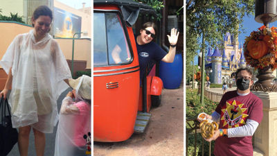 From left: Rebecca Tobin and her daughter at Hollywood Studios in 2015, Jamie Biesiada at Animal Kingdom in 2017 and Len Testa at the Magic Kingdom this year.