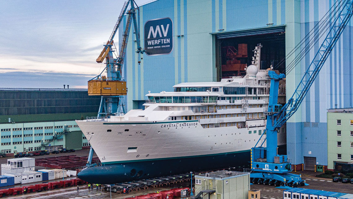 The Crystal Endeavor under construction at Germany's MV Werften shipyard.