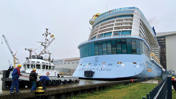 Royal Caribbean International's Odyssey of the Seas at the Meyer Werft shipyard in Germany. The ship is on track to be delivered in April.