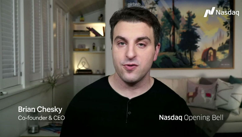 Airbnb co-founder and CEO Brian Chesky addresses viewers during a virtual Nasdaq bell-ringing event Thursday.