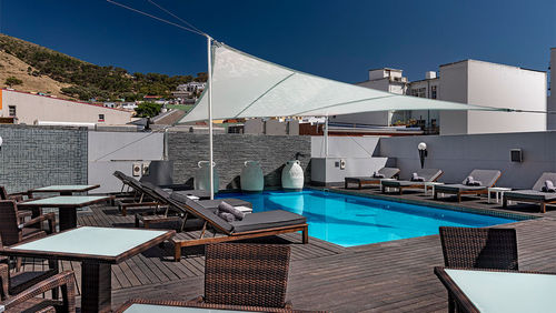 The pool area at the hotel in the Bo-Kaap neighborhood.