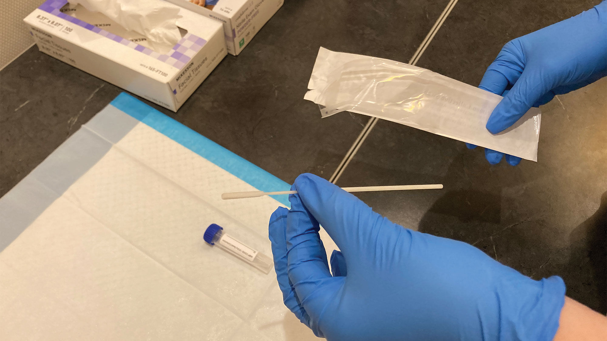 A nasal swab Covid-19 test used by Helix Urgent Care.