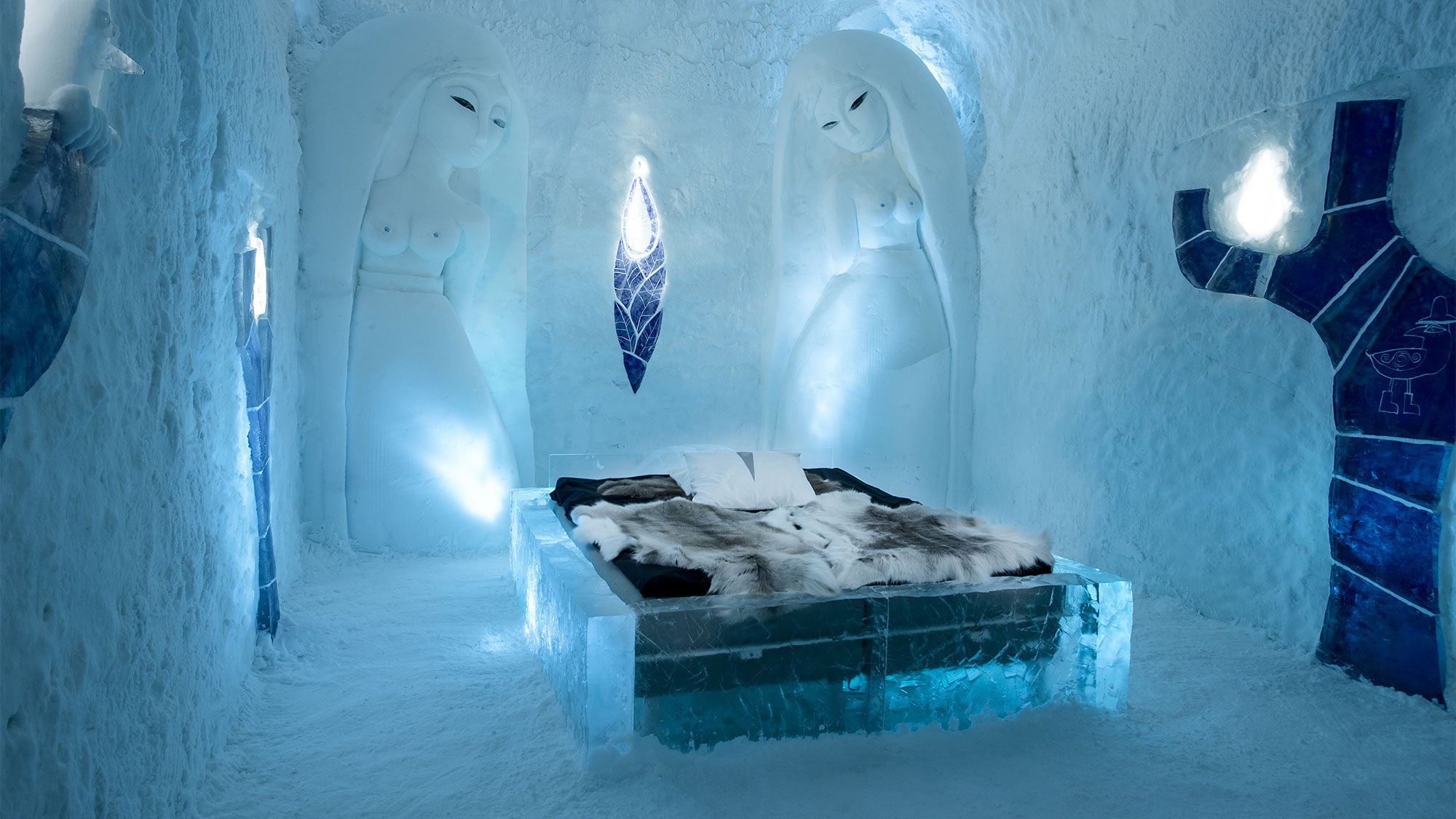A room at the Icehotel in Sweden.